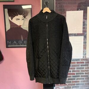 Silversilk Black and Gray Quilted Zip-Up Jacket